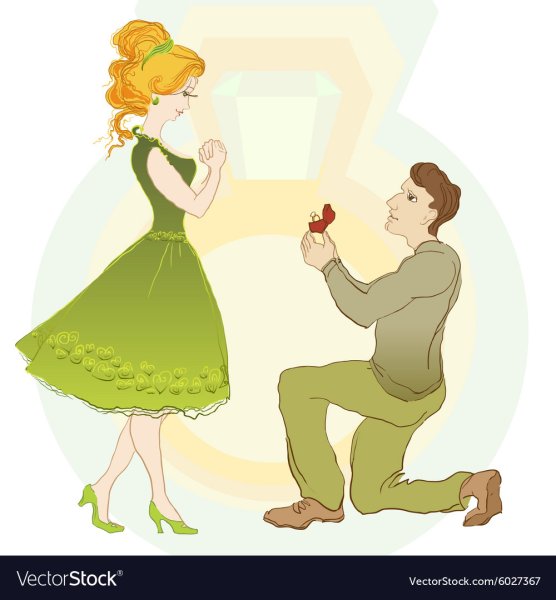 Предложение руки и сердца иллюстрация