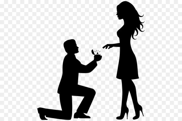 Силуэт парень делает предложение