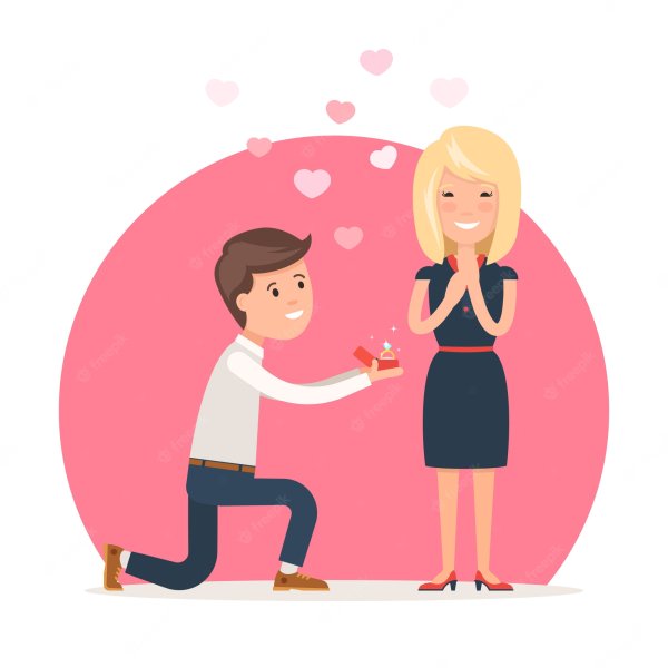 Зарисовка предложение руки и сердца