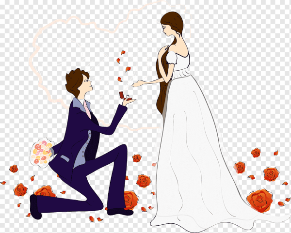 Мультяшное предложение руки и сердца