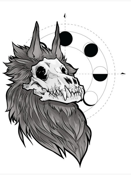 Собачий череп тату