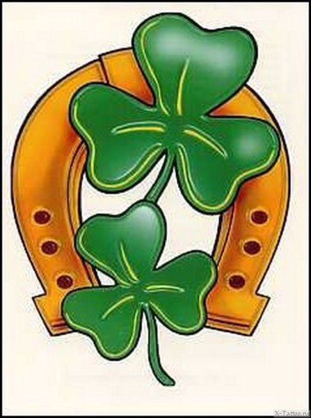 Тату Клевер четырехлистный с подковой