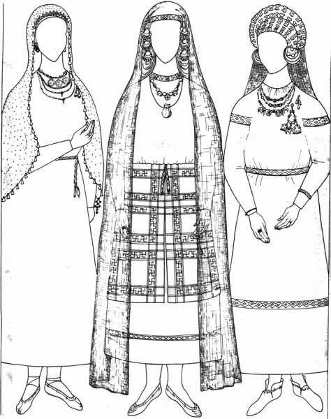 Раскраска традиционной русской одежды
