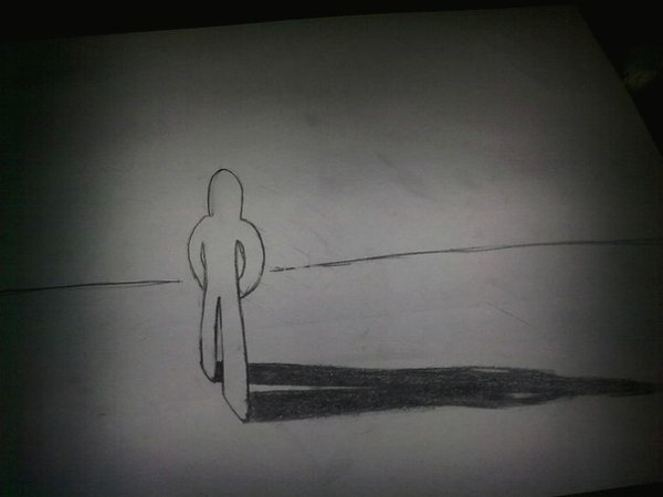 Тень человека рисунок карандашом