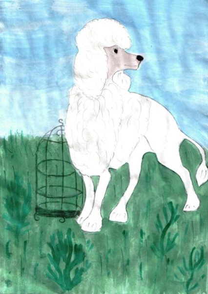 Белый пудель Куприн нарисовать