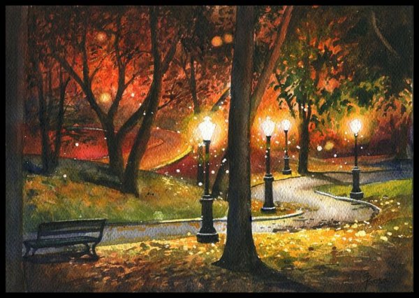 Осенняя ночь живопись