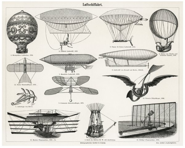Гравюры летательных аппаратов