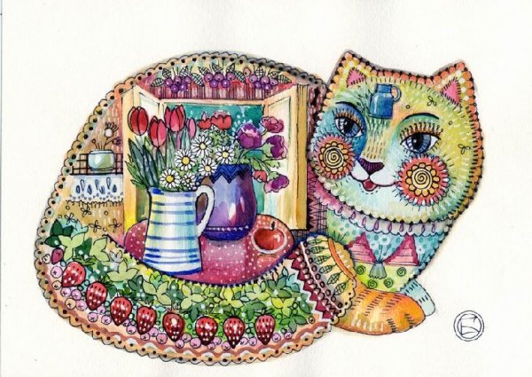 Живопись Оксана Заика декоративный кот