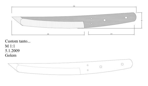 Чертёж ножа танто из стандофф 2