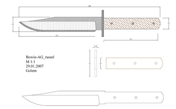 Ларедо Боуи нож чертеж