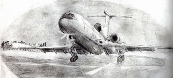 Самолёт рисунок карандашом