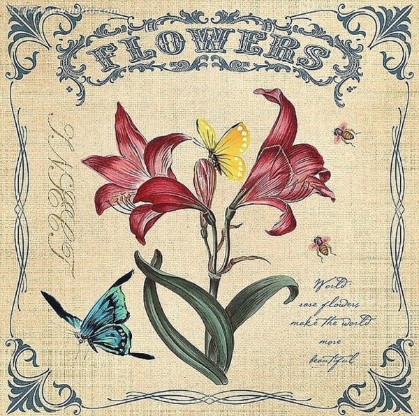 Винтажные марки с цветами