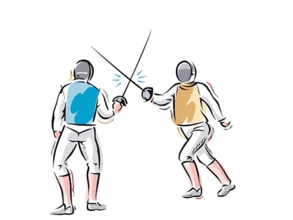 Фехтование на белом фоне