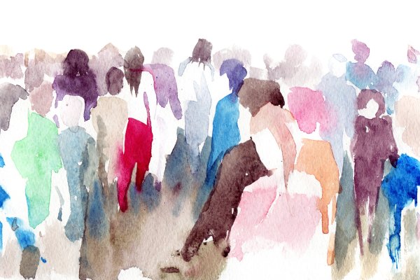 Человек среди толпы арт