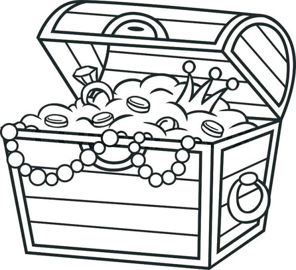 Сундук с сокровищами раскраска