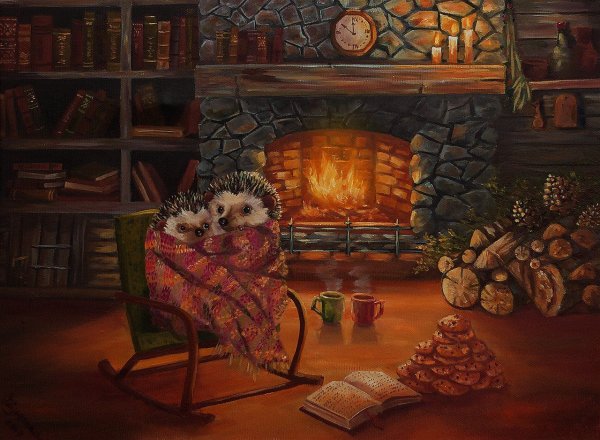 Новогодний камин раскраска