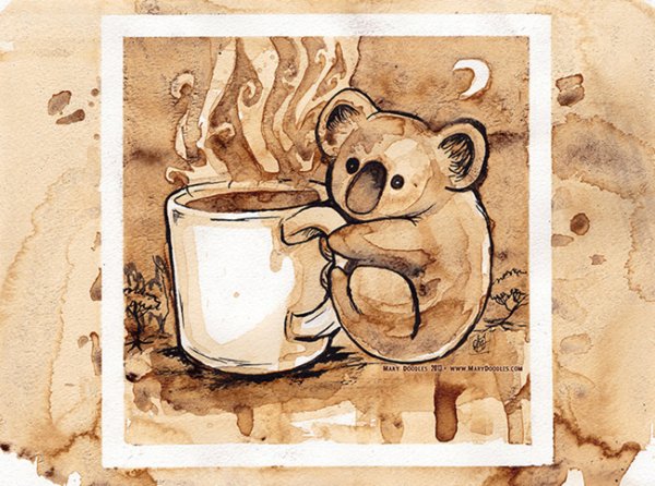 Кофейные рисунки на бумаге