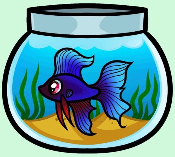 Рисование рыбки в аквариуме