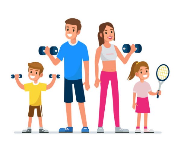 Семейный фитнес рисунок