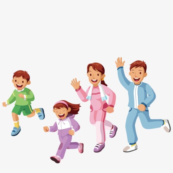 Семья и спорт на прозрачном фоне