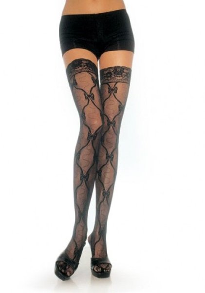 Черные кружевные колготки
