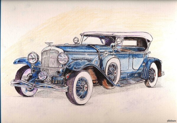 Автомобиль акварелью