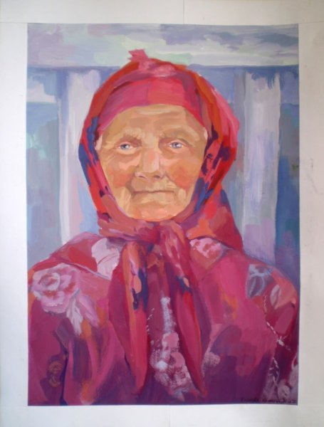 Бабушка в платке портрет