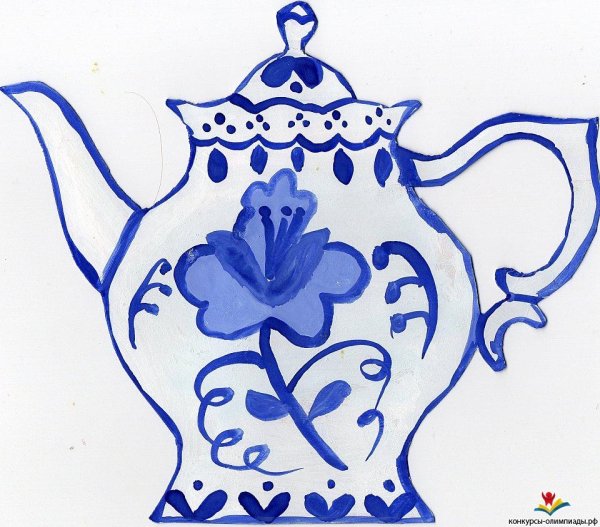 Чайник разрисованный гжелью