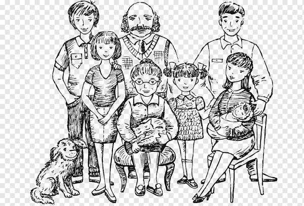 Черно белый семья и ребёнок