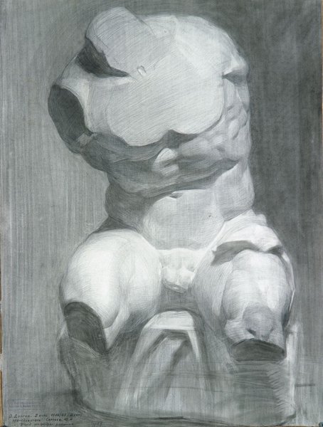 Женский торс карандашом