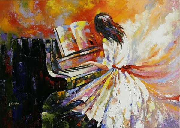 Картина пианистка Шопен