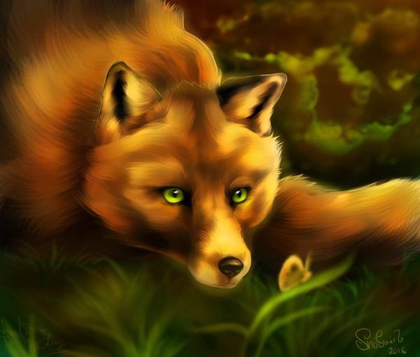 Лиса с зелеными глазами