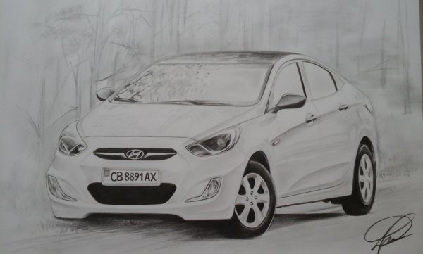 Hyundai Accent 2007 карандашом