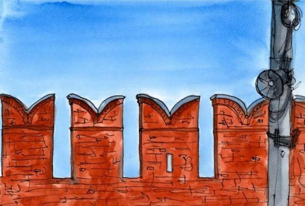 Нарисовать стену Кремля