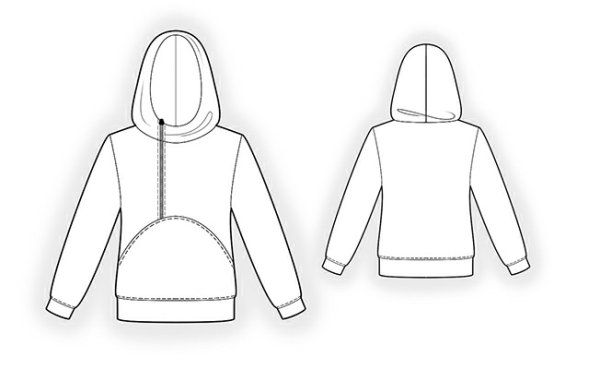 Выкройка худи с капюшоном женская Бурда