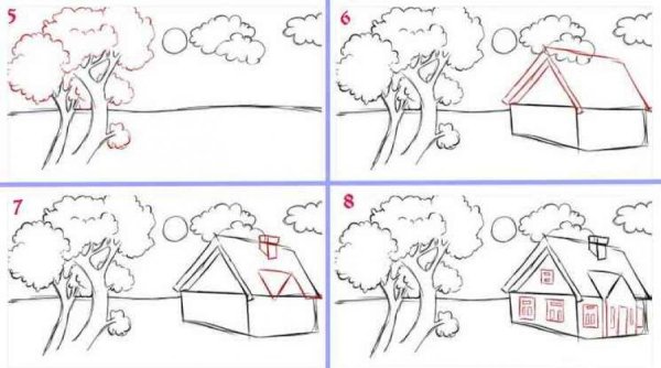 Поэтапное рисование пейзажа