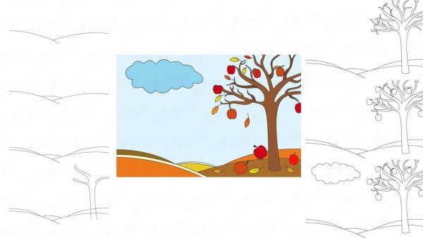 Поэтапное рисование пейза