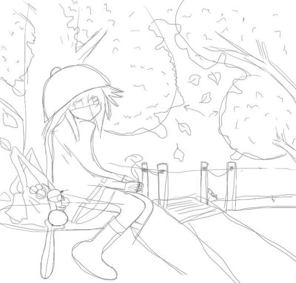 Осенний пейзаж гуашью