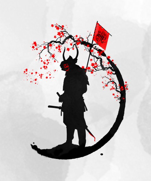 Самурай Ронин арт японское солнце