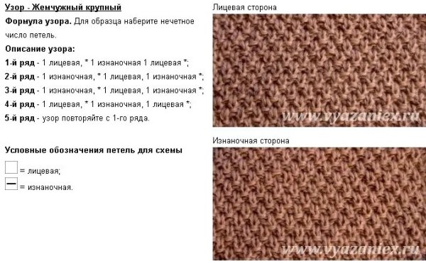 Жемчужная вязка спицами описание схема