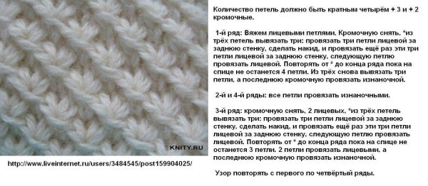 Схема узора звездочки спицами с описанием и схемами