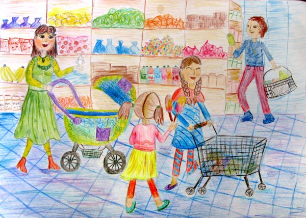 Супермаркет в детских рисунках