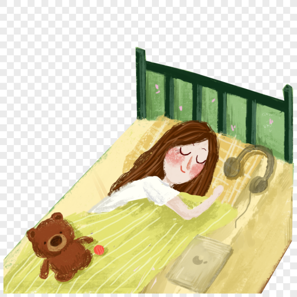 Мультяшная девочка в кровати