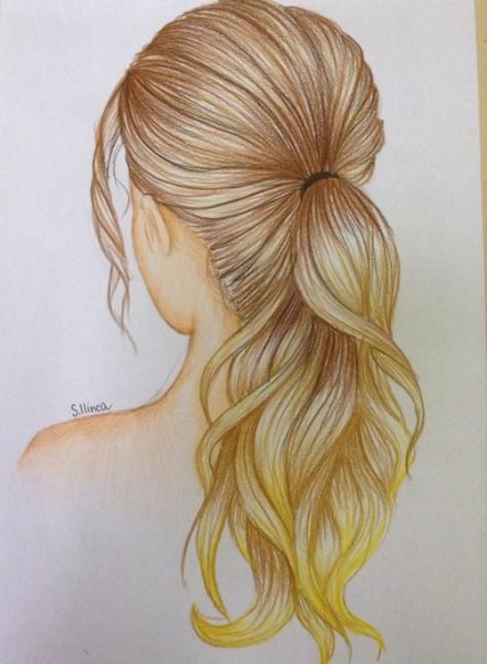 Прически в цвете карандашом