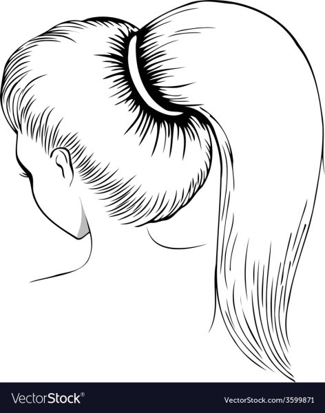 Эскиз прически хвост