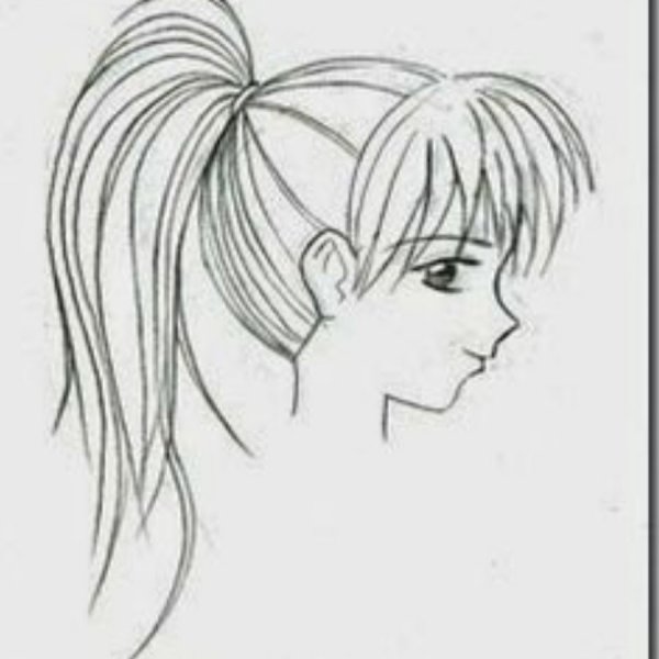 Волосы для срисовки с хвостиком