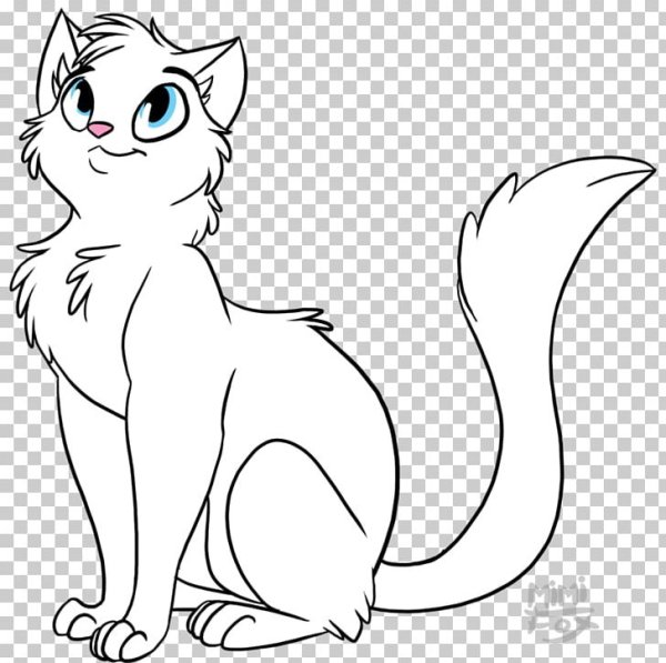 Белая кошка нарисованная