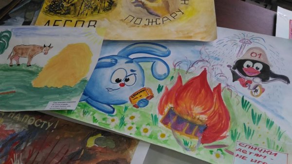 Рисунок на тему пожарная безопасность Смешарики