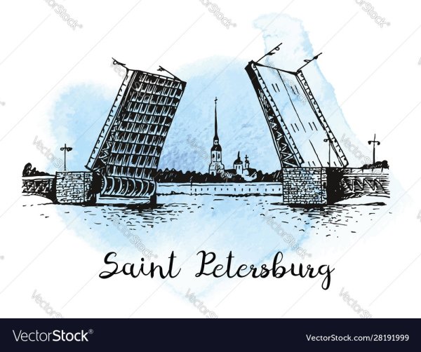 Силуэт Дворцовый мост Адмиралтейства Санкт-Петербурга