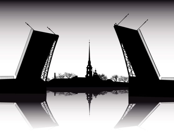 Петербург чб Нева разводные мосты